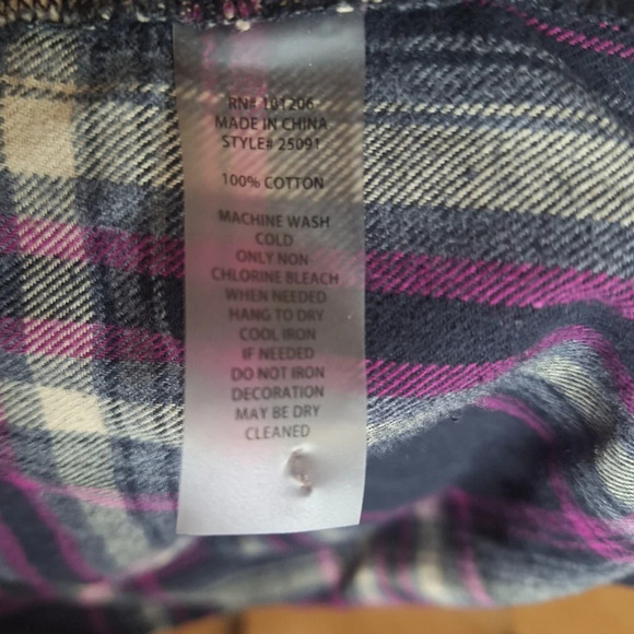 Soft Surroundings pink  and black plaid button down flannel shirt SZ S - Picture 10 of 10
